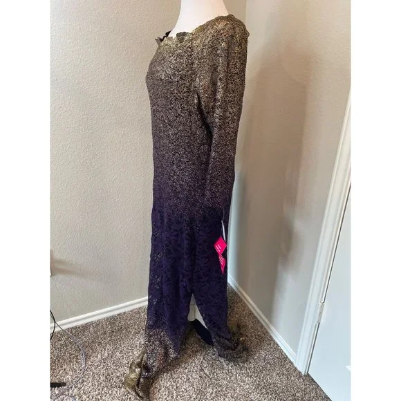 NWT Marina Purple Ombre Lace Detail Evening Formal Gown